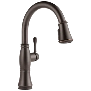 Выдвижной кухонный кран Delta Cassidy с одной ручкой с сенсорным экраном и защитным распылителем, venetian bronze