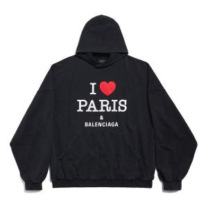 Толстовка i love paris hoodie large fit 'black faded' Balenciaga, черный