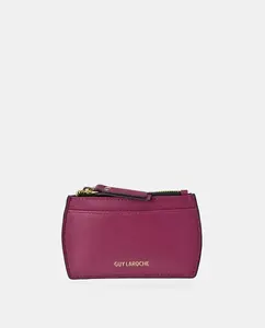 Кожаный держатель для карт на молнии Guy Laroche, фуксия