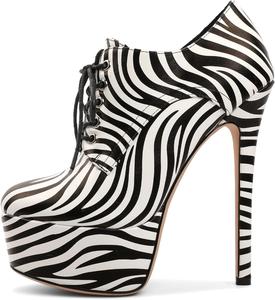 Женские ботильоны SAMMITOP с круглым носком, на шнуровке, с платформой и высокими каблуками, для вечеринок и платьев, Zebra Print