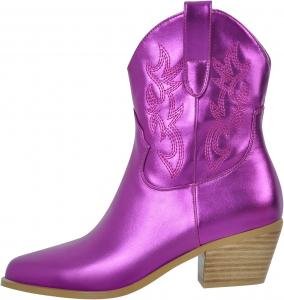 MissHeel Ботинки Embroidered Cowboy Booties Block Chunky Heel 5CM