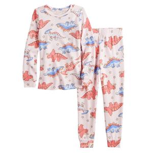 Пижамный топ Cuddl Duds с принтом динозавров для маленьких девочек и пижамные штаны с длинными рукавами, цвет Dino