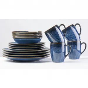 Gipfelstück комбинированный сервиз «Набор столовой посуды, сервиз Ледопад», (набор, 16 предметов), скандинавский стиль, каждое изделие уникально, 16 предметов, на 4 персоны, цвет Blau