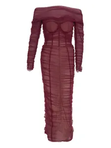 Платье с открытыми плечами и драпировкой Ana Radu, красный