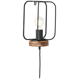 Бра Tosh E27 1 шт. с проводом, античное дерево/черный корунд Brilliant, Antik holz/schwarz korund