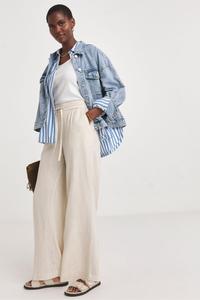 Широкие брюки другого цвета из смесового льна Jd Williams, бежевый