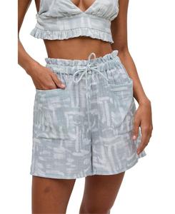 Женские шорты Sammie Paperbag Waist с принтом Уорхола Raffya, Sky blue