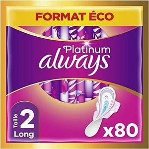 Always Platinum Damenbinden with Wings Long Plus Size 2 Medium Flow Eco-Format 80 шт. в индивидуальной упаковке