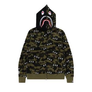 Худи BAPE x God Selection XXX Shark Full Zip Hoodie, зеленый