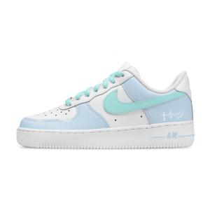 Nike Кроссовки Air Force 1 Heartbeat Blue Language, износостойкие, низкие, для скейтбординга, унисекс, белые, синие