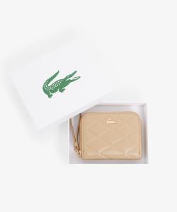 Круглый мини-кошелек на молнии из стеганой крокодиловой кожи