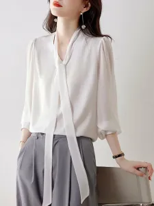 Блузка с бантом, женская Doux Belle, цвет Off White