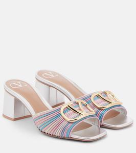 Вязаные крючком мюли VLogo Signature Valentino Garavani, Antique Brass Light