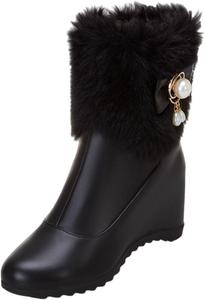 Женские мягкие ботинки на платформе - теплые, элегантные, подходят для осени и зимы, доступны в больших размерах. Fusecottc, Black