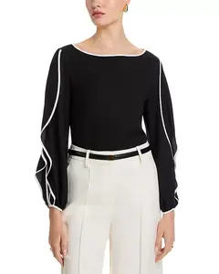 Топ с длинными рукавами-бабочками Misook, черный