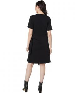 Платье Vince Short Sleeve Side Tie Dress, черный