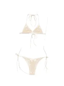 Бикини, украшенное пайетками Oseree, бежевый