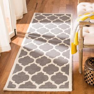 Ковер-дорожка SAFAVIEH, 69 x 214 см, Chatham Collection, Dark Grey & Ivory, ручной работы, геометрический узор, шерсть, идеально для помещений с высокой проходимостью в гостиной, спальне (CHT734D)