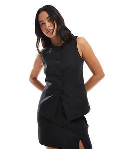 Удлиненный льняной жилет New Look черного цвета