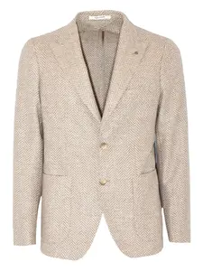 Однобортный пиджак с елочным узором Tagliatore, нейтральный