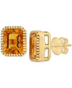 Серьги-Гвоздики Effy с цитринами (5-5/8 карата) из серебра с 14-каратным золотом Effy Collection, citrine