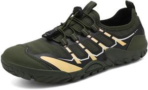 Мужские походные водные кроссовки для улицы, трейлраннинга, быстросохнущие, дышащие, легкие спортивные кроссовки для ходьбы, трекинга, альпинизма, рыбалки и кемпинга Qacksv, зеленый