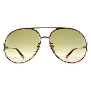 Солнцезащитные очки Aviator Gold Havana Green Gradient CH0145S Chloe, золото