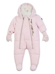 Дутый комбинезон с капюшоном KARL LAGERFELD KIDS, розовый