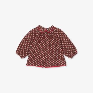 Хлопковая блузка Jaya с цветочным принтом и длинными рукавами, 12–24 месяца Caramel, цвет chocolate floral