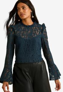 Блуза Love & Roses FLUTE SLEEVE, Teal Blue/Teal