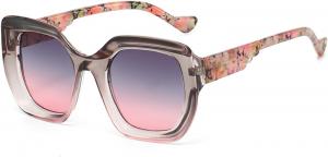 Ретро-солнцезащитные очки квадратной формы с градиентным рисунком под черепаховую панцирь, роскошный дизайн оправы, модные мужские солнцезащитные очки UV400 6252 Melrose, Ggrey Pink