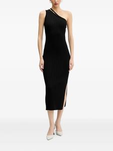 Платье миди с одним плечом из трикотажного полотна HUGO, черный