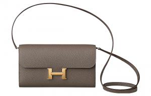 Кошелек из кожи коровы Constance To Go, сумка через плечо, кросс-боди обычная женская 8FGrisétain оловянно-серый HERMES