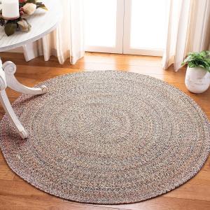 SAFAVIEH Braided Collection круглый ковер 153 x 153 см терракотовый / ivory BRD701P ручной работы деревенский реверсивный хлопковый