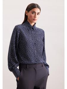 Блузка-рубашка обычной длины темно-синего цвета Seidensticker