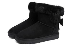 Женские зимние ботинки DAPHNE с меховой опушкой и бантом, черный