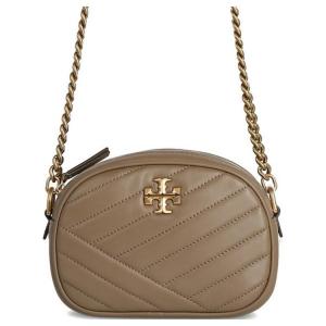 Кожаная сумка Kira для фотоаппарата через плечо маленького размера женская бежевая TORY BURCH