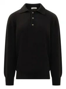 Трикотажная рубашка поло с длинными рукавами A Paper Kid, черный