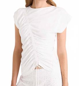 Reverie Джерси топ с короткими рукавами в белом цвете Merlette