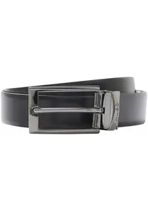 Кожаный ремень HUGO, двусторонний ремень с тиснением логотипа на металлической петле серебристого цвета, черный