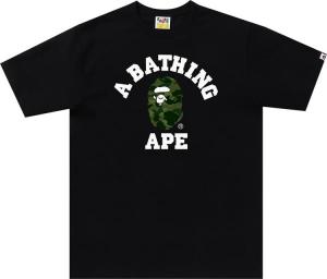 Футболка BAPE Color Camo College Tee 'Black/Green', черный