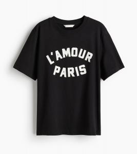Футболка H&M With Print, черный/Париж