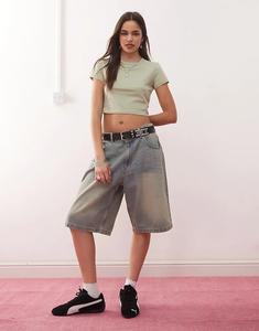 Футболка COLLUSION с короткими рукавами, суперкроп, зеленого цвета