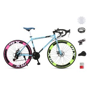 Шоссейный велосипед с дисковыми тормозами из высокоуглеродистой стали для активного отдыха ICOLOUR, синий/розовый