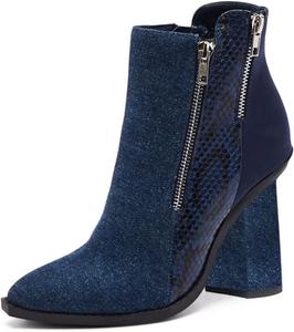 Женские ботильоны YDN с круглыми носками, на высокой массивной подошве, модная отделка, осенние нарядные туфли, размеры 4-15 US, Dark Blue