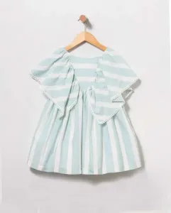 Полосатое детское платье цвета морской волны Coco Acqua, бирюзовый
