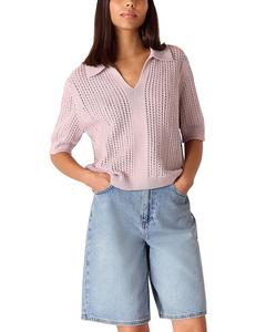 Свитер с ажурным воротником Pointelle Whistles, фиолетовый