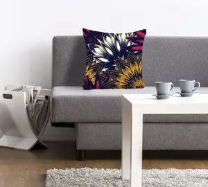 Декоративная подушка Queence "Габи", с яркими цветами, чехол без наполнения, 1 шт 40х40 см, цвет bunt + bedruckt