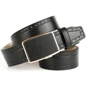 Кожаный ремень Anthoni Crown, с автоматической застежкой золотистого цвета, светлая задняя часть, черный