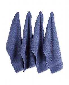 Набор из 4 кухонных полотенец из однотонной вафельной махровой ткани Design Imports, Blue